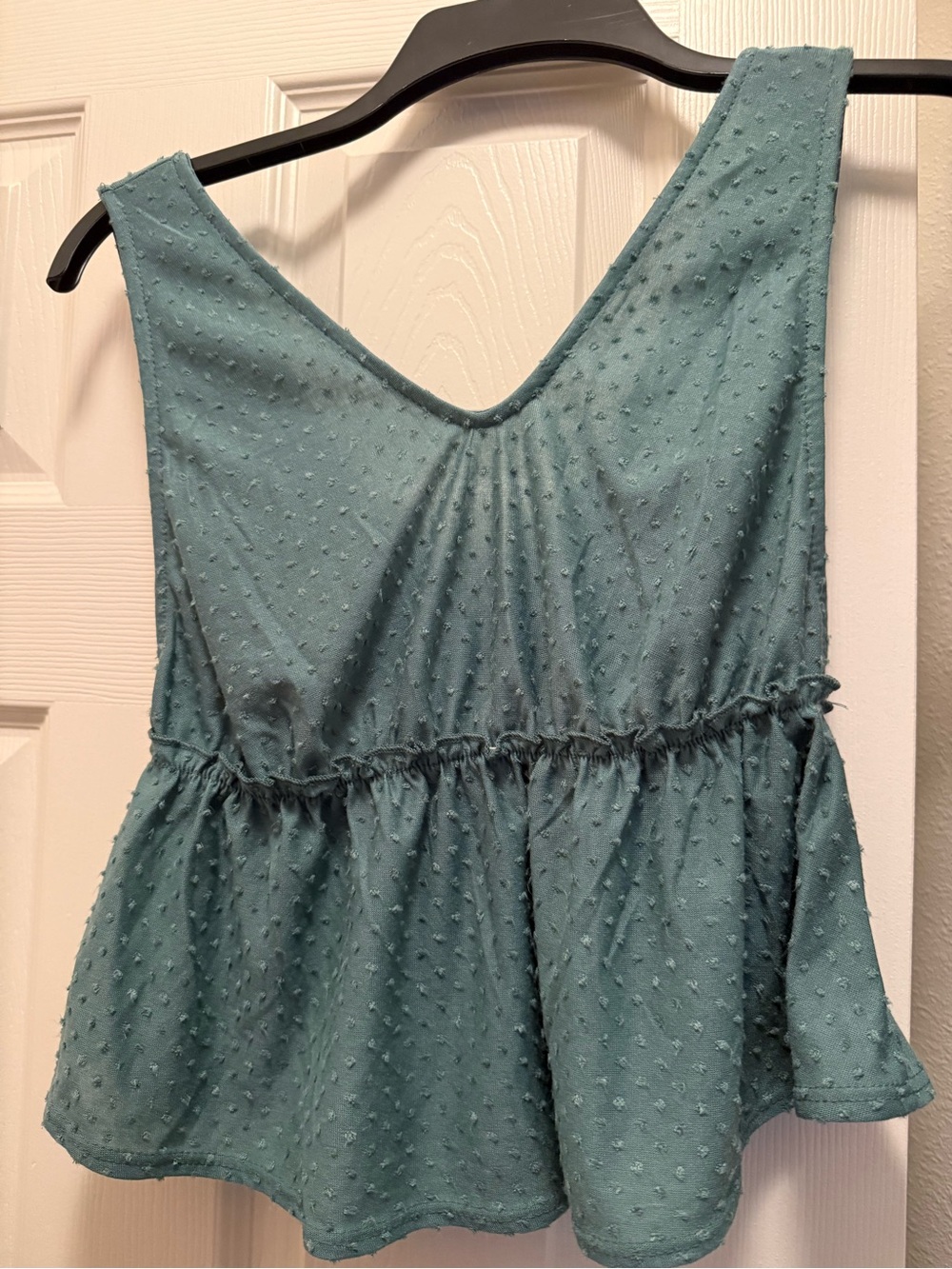 Women's Teal Swiss Dot Peplum Tank Top